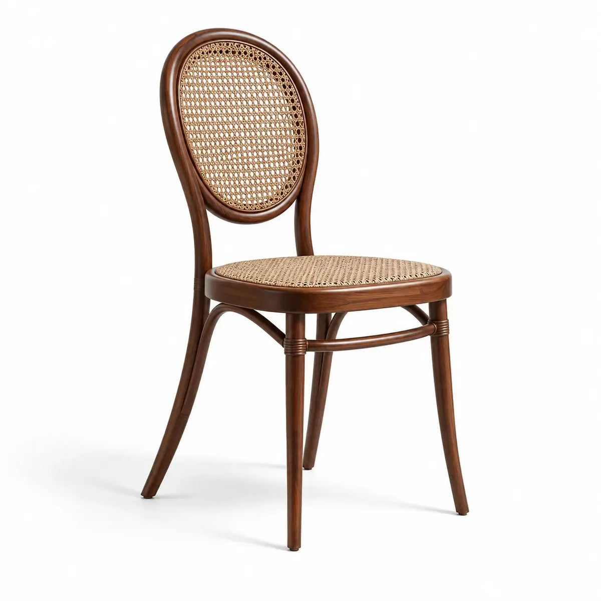 Stol med oval flätmönstrad rygg – brun/beige